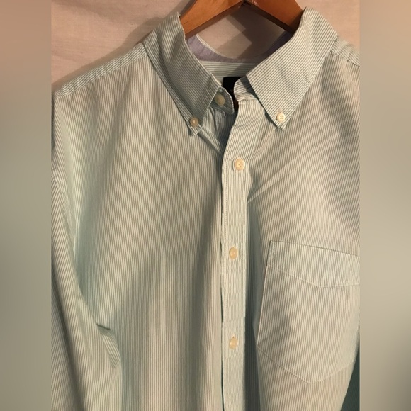 American Eagle Outfitters Mens Dress Shirt Aqua and White Stripe Size L - Picture 3 of 8